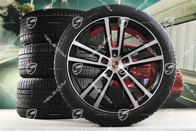 22-inch winter wheel set Sport Design, wheel rims 10J x 22 ET48 +11,5J x 22 ET52 + NEW Continental winter tyres 285/40 R22 + 315/35 R22, black high gloss