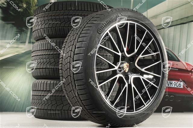 21-inch Cayenne COUPÉ RS Spyder winter wheel set, rims 9,5J x 21 ET46 + 11,0J x 21 ET49 + NEW Continental winter tyres 275/40 R21 + 305/35 R21, with TPMS, black high gloss