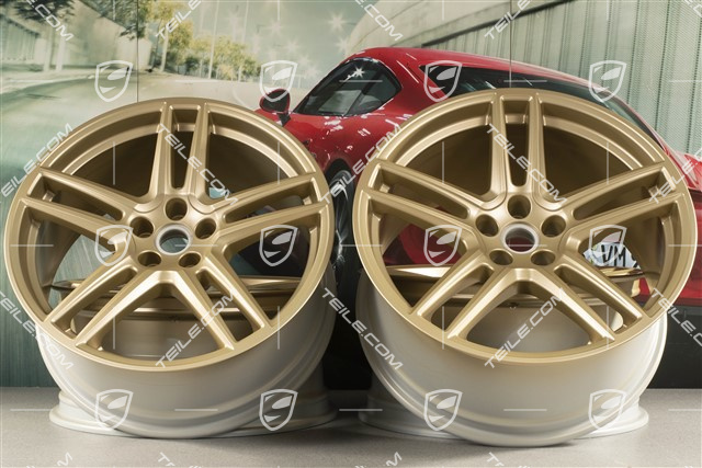 20-inch wheel rim set "Macan Turbo", 9J x 20 ET26 + 10J x 20 ET19, CMS, aurum satin matt