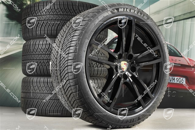 21-inch Cayenne Turbo winter wheel set, rims 9,5J x 21 ET46 + 11,0J x 21 ET58 + NEW Michelin winter tyres 275/40 R21 + 305/35 R21, with TPMS, black high gloss