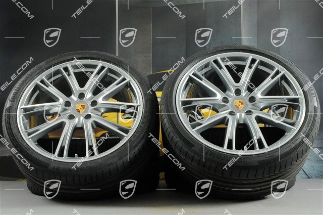 21" Panamera Exclusive Design Sommerräder, Felgen 9,5J x 21 ET71 + 11,5J x 21 ET69 + NEUE Continental Sommerreifen 275/35 ZR21 + 315/30 ZR21, mit RDK-Sensoren
