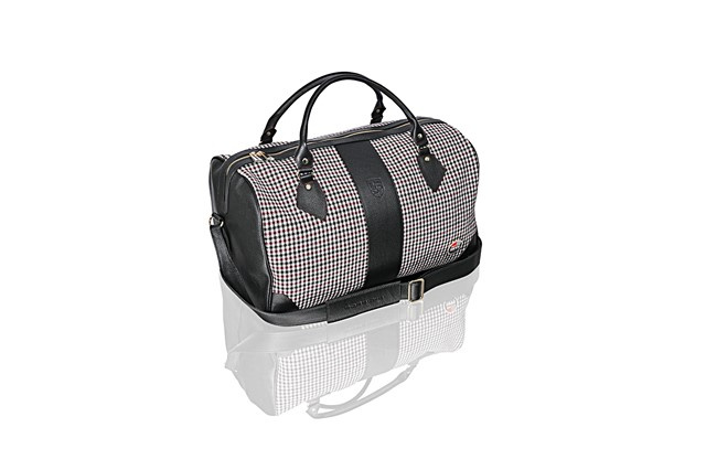 "60Y 911" Touring Bag 911 "60 Years of 911", in a houndstooth pattern black/red, anniversary badge 50/30/28 cm