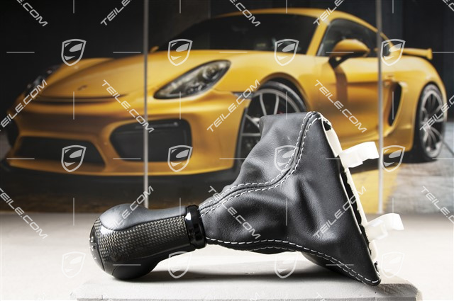 Schaltknopf,  GT3/911R, Leder/Carbon, Schwarz