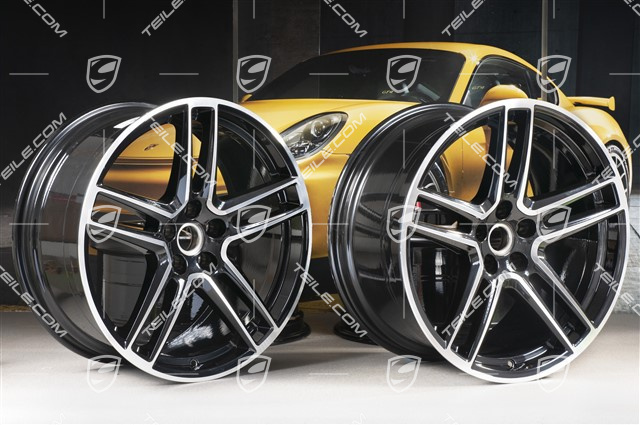 20-inch alloy wheel "Macan Turbo", 9J x 20 ET26 + 10J x 20 ET19, BORBET, Jet Black Met.