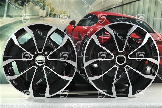 20" komplet felg Turbo Aero Design, 9J x 20 ET54 + 11J x 20 ET60, czarny wysoki połysk + frezowana powierzc