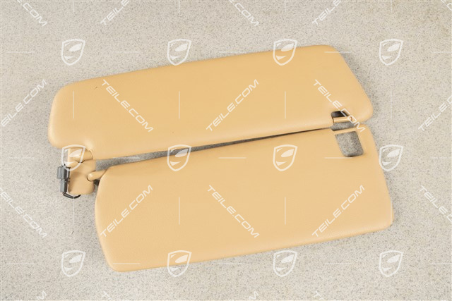 Blenda przeciwsłoneczna, z lusterkiem, Sand beige, Skóropodobna, L