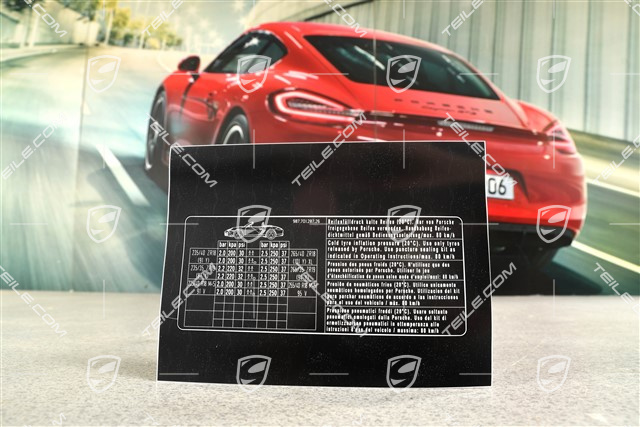 Identification / notice sticker for tire pressure