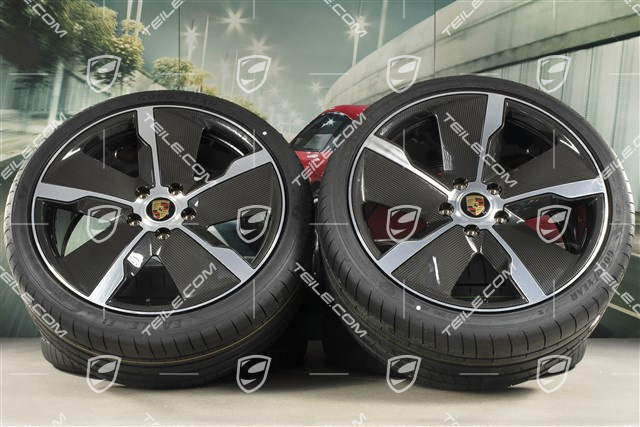 21" Exclusive Design summer wheel set, rims 9,5J x 21 ET60 + 11,5J x 21 ET66 + NEW Goodyear summer tyres 265/35 R21 + 305/30 R21, Carbon aeroblades