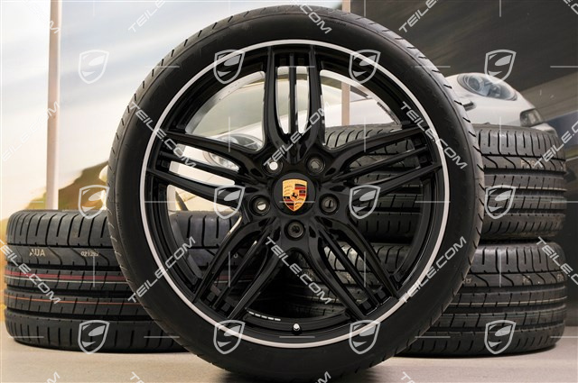 20-inch SportDesign summer wheel set, Exclusive - black high gloss, 8,5J x 20 ET51 + 11J x 20 ET70, NEW Pirelli summer tyres 245/35 R20 + 295/30 R20