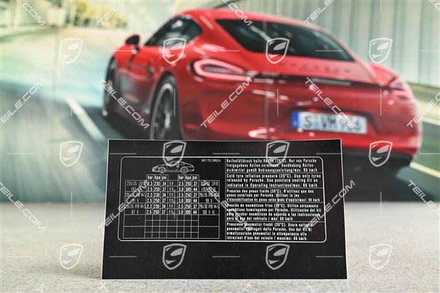 Identification / notice sticker for tire pressure