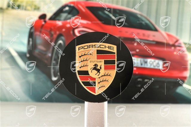 Hub cap, concave, colour emblem, black satin matt