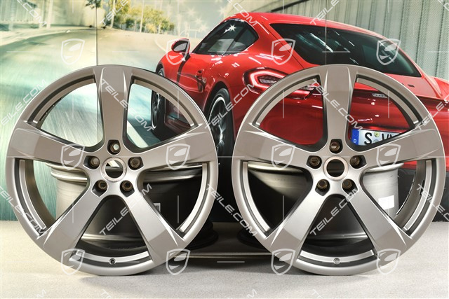 20-inch wheel rim set "Macan Sport", 9J x 20 ET26 + 10J x 20 ET19, platinum satin matt