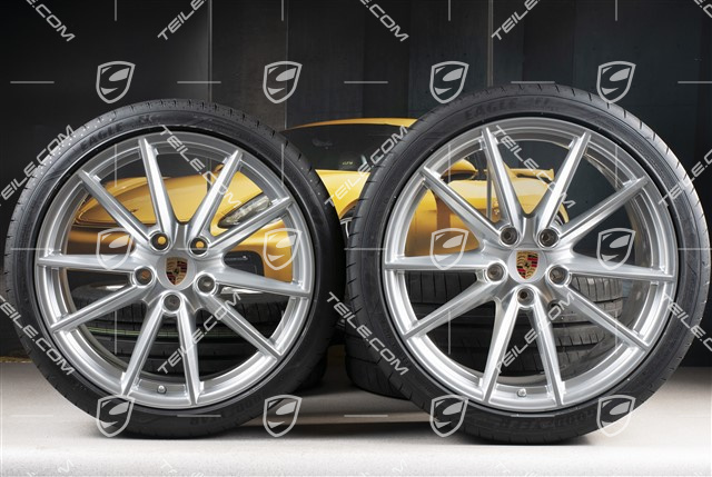 20+21-inch summer wheel set Carrera S, rims 8,5J x 20 ET53 + 11,5J x 21 ET67 + summer tyres 245/35 R20 + 305/30 R21, with TPM