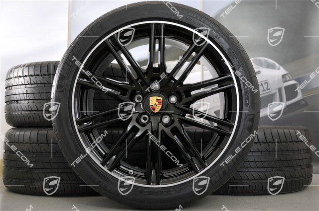 21-inch SportEdition summer wheel set, black, high gloss, 4 wheels 10J x 21 ET 50+4 tyres 295/35 R 21 107Y XL,with TPMS