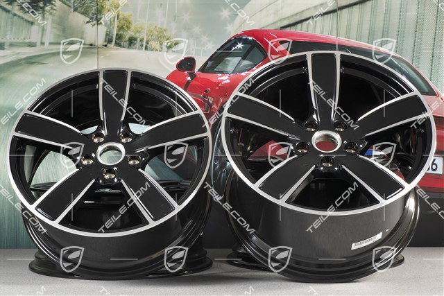 20" Felgensatz Carrera Sport, 8,5J x 20 ET49 + 11,5J x 20 ET56, Tiefschwarz-Metallic