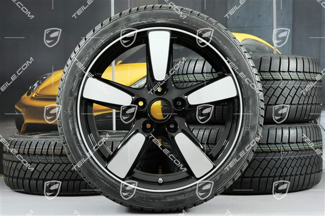 19" winter wheel set Cayman S, wheel rims (mint condition) 8J x 19 ET57 + 9,5J x 19 ET45 + NEW winter tyres Continental WinterContact TS 830P 235/40 R19 + 265/40 R19, without TPMS, SportClassic Exclusive Design