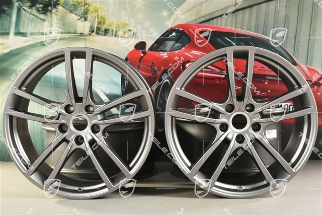 21-inch Cayenne Coupe wheel rim set Cayenne Turbo, 11J x 21 ET49 + 9,5J x 21 ET46, Platinum satin-matt