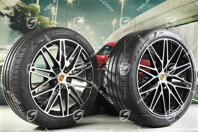 22-inch Cayenne Coupé RS Spyder Design summer wheel set, rims 10J x 22 ET48 + 11,5J x 22 ET52 + NEW Pirelli P Zero summer tyres 285/40 R22 + 315/35 R22, with TPMS