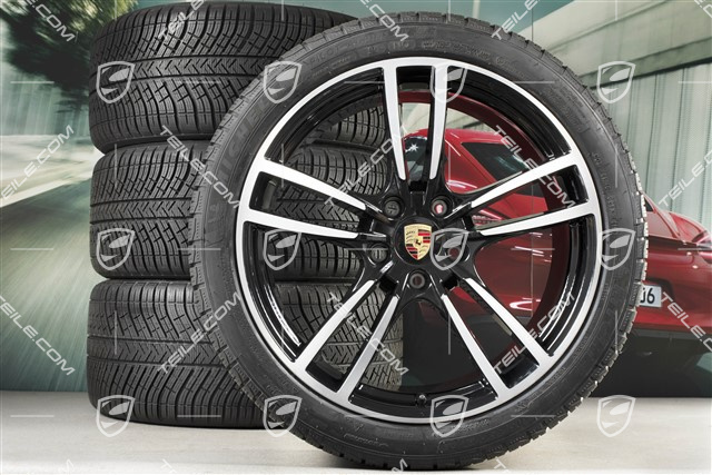 21-inch Cayenne Turbo winter wheel set, rims 9,5J x 21 ET46 + 11,0J x 21 ET58 + Michelin winter tyres 275/40 R21 + 305/35 R21, with TPMS, black high gloss