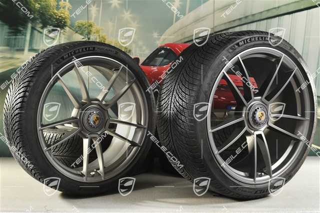 20/21-inch Turbo S winter wheel set, central lock wheel rims 8,5J x 20 ET40 + 11J x 21 ET66 + Michelin winter tyres 245/35 R20 + 305/30 R21, platinum satin matt