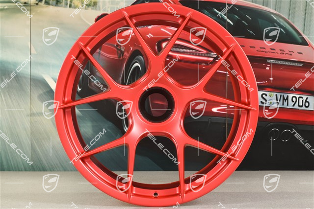 GT3RS Magnesium lightweight forged wheel rim set, 10J x 20 ET45 + 13J x 21 ET31, Pyro Red