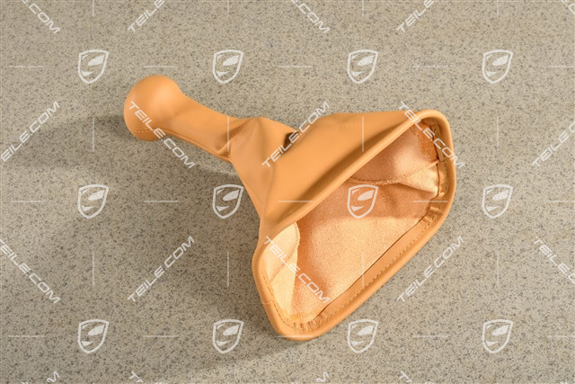 Shift lever / gear shift knob with leather gaiter / sleeve, Cashmere Beige