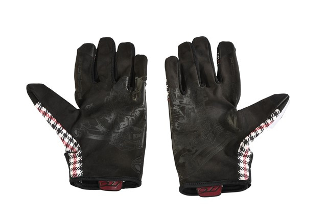 Porsche Classic Assembly gloves, Pepita / houndstooth, red/black, size 11