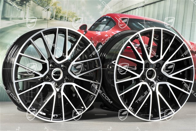 21-inch wheel rim set Cayenne RS Spyder, 11J x 21 ET49 + 9,5J x 21 ET46, for Cayenne Coupé, black high gloss