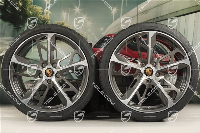 21" Cross Turismo Design summer wheel set, rims 9,5J x 21 ET60 + 11,5J x 21 ET66 + NEW Goodyear summer tyres 265/35 R21 + 305/30 R21, Titan Grey