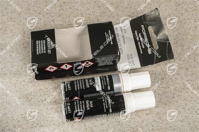 Paint touch-up applicator (Primer, base coat, Clear lacquer) Rhodium Silver Metallic