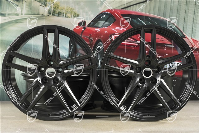 20-inch wheel rim set "Macan Turbo", 9J x 20 ET26 + 10J x 20 ET19, CMS, black satin mat