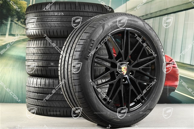 21-inch Cayenne Coupe RS Spyder Design summer wheel set, rims 9,5J x 21 ET46 + 11,0J x 21 ET49 + NEW Pirelli P Zero summer tyres 285/45 R21 + 315/40 R21, with TPMS, black high gloss