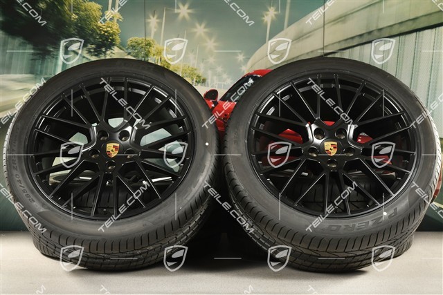 21-inch Cayenne RS Spyder summer wheel set, rims 9,5J x 21 ET46 + 11,0J x 21 ET49 + NEW Pirelli P Zero summer tyres 285/40 R21 + 315/35 R21, black satin matt