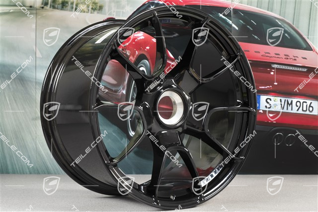 20" wheel rims set 911 Turbo S Exclusive Design, rims 11,5J x 20 ET56 + 9J x 20 ET51, black high-gloss