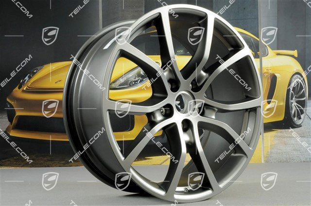 21-inch wheel rim set Cayenne Exclusive Design, 11J x 21 ET49 + 9,5J x 21 ET46, for Cayenne Coupé, Platinum satin matt