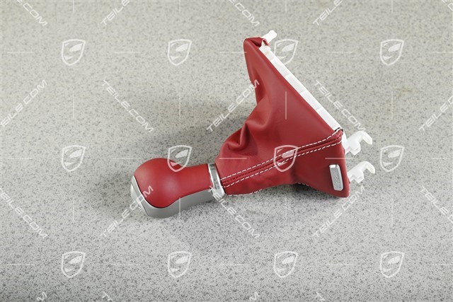 Shift lever / gearshift knob, Bordeaux Red Leather / Carbon, 6-speed manual transmission