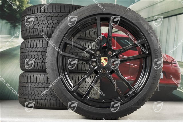 21-inch Cayenne Turbo winter wheel set, rims 9,5J x 21 ET46 + 11,0J x 21 ET58 + Continental winter tyres 275/40 R21 + 305/35 R21, with TPMS, black high gloss
