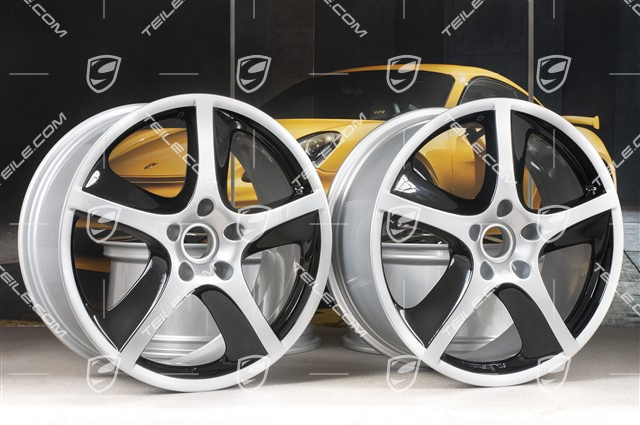 20-inch Cayenne SportTechno wheel set, 9J x 20 ET 60, silver + black high gloss