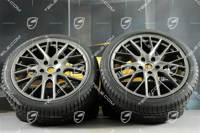 21" Winterräder Satz "SportDesign", Felgen 9,5 J x 21 ET71 + 10,5 J x 21 ET71 + NEUE Pirelli Sottozero III Winterreifen 275/35 R21 + 315/30 R21, Platinum Seidenmatt