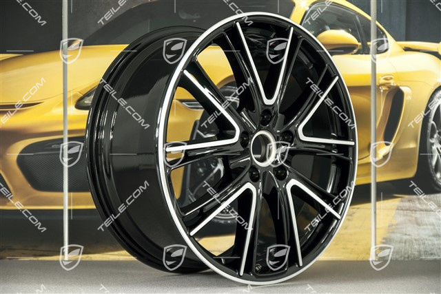 21" Komplet felg Panamera Exclusive, 9,5J x 21 ET71 + 11,5J x 21 ET69, czarny wysoki połysk