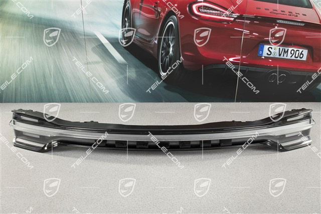 LED rear lights, black, set: left+right+center, with „PORSCHE" inscription/logo silver