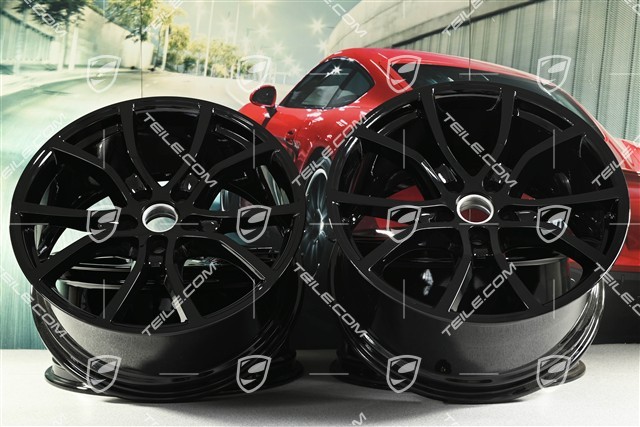21-inch wheel rim set Cayenne Exclusive Design, 11J x 21 ET49 + 9,5J x 21 ET46, for Cayenne Coupé, black high gloss