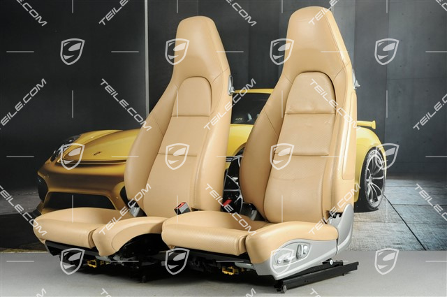 Seats, el adjustable, Lumbar, leather, Luxor Beige, used traces, L+R