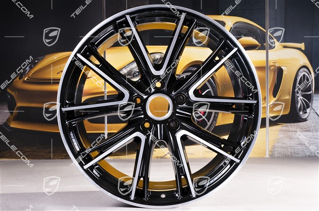 21" Komplet felg Panamera Exclusive, 9,5J x 21 ET71 + 11,5J x 21 ET69, czarny wysoki połysk