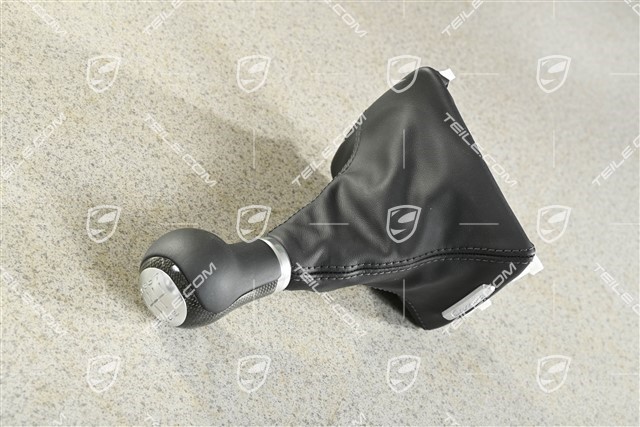 Gearshift knob,  Carbon trim, Leather black