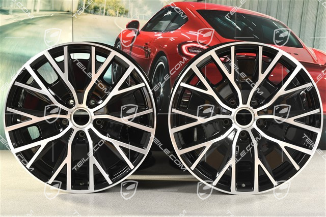 20-inch Turbo S Aero Design wheel rim set, 9J x 20 ET54 + 11J x 20 ET60, black high gloss + glossy Surface