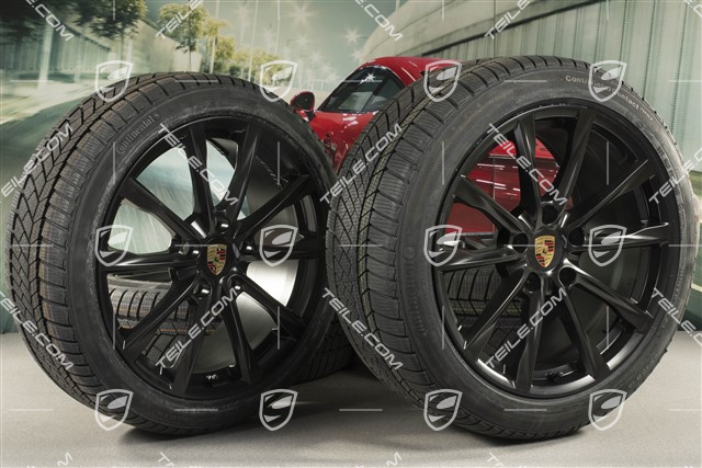 19-inch Boxster S winter wheels set, rims 8J x 19 ET57 + 10J x 19 ET45 + NEW Continental WinterContact TS 830P winter tires 235/40 R19 +265/40 R19, black satin matt