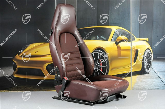 Sitz, el. einstellbar, Kunstleder Mittelbahn Porsche-Schriftzugstoff, Weinrot, L