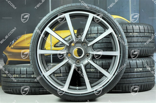 20-inch Carrera Classic summer wheels set, rims 8J x 20 ET57 + 10J x 20 ET45 + Pirelli summer tires 235/35 ZR20 + 265/35 ZR20, with TPMS
