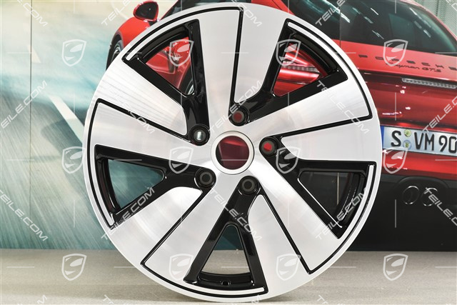 19-inch wheel rim Taycan S, 8J x 19 ET50, black high gloss + glossy Surface
